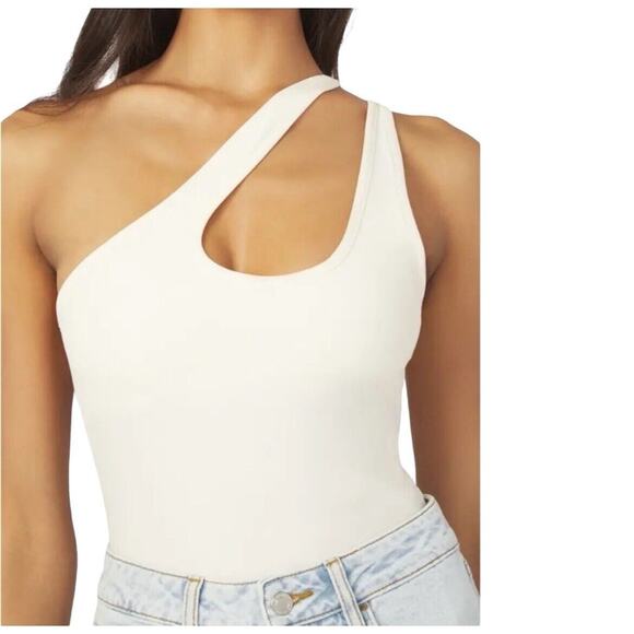 We Wore What Bodysuit Women XL Asymmetrical Ivory Cream Neutral Foundation - Picture 1 of 14